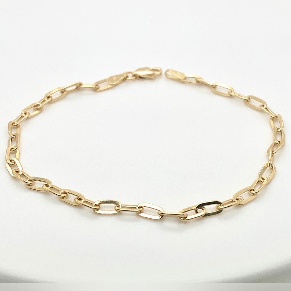 14K Solid Yellow gold Paperclip chain Bracelet